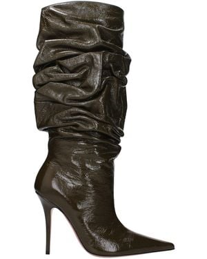AMINA MUADDI Green Leather Boot - Black