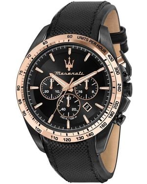 Maserati Brown Leather Dress Watch - Black