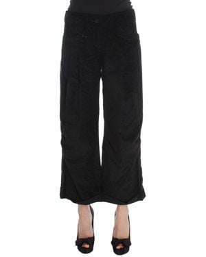 Ermanno Scervino Velvet Cotton Capri Bootcut Trousers - Black