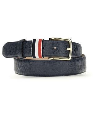 Thom Browne Blue Calf Leather Bos Taurus Regular Belt