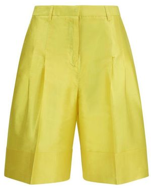 Sara Roka Bicolour Silk Bermuda Shorts - Yellow