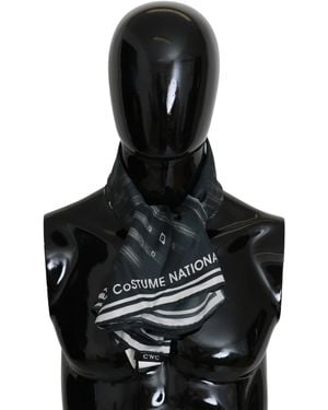CoSTUME NATIONAL Blue Foulard Silk Scarf - Black