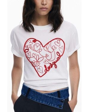 Desigual White Cotton T - Grey
