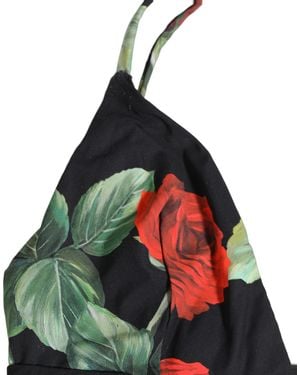 Dolce & Gabbana Black Floral Print One Piece Swimsuit Swimwear - Multicolour