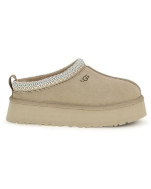 UGG Beige Calf Leather Bos Taurus Mules - Natural