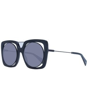 Yohji Yamamoto Black Unisex Sunglasses - Blue