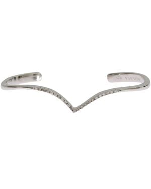 Nialaya Skyfall Cz 925 Silver Bangle Bracelet - Metallic