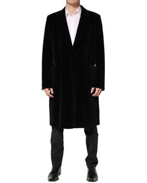 Dolce & Gabbana Cotton Velvet Long Trench Coat Jacket Clothing - Black