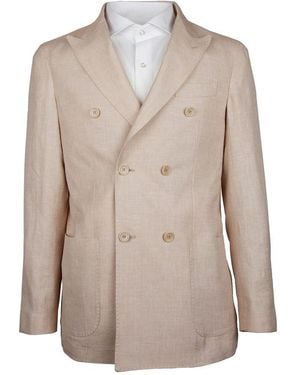 Made In Italy Beige Linen Blazer - Natural