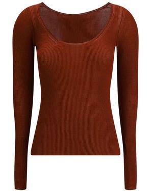 Petar Petrov Ribbed Fitted Top - Brown