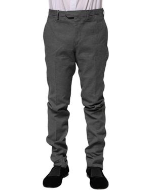 Bencivenga Black White Checkered Tapered Dress Pants - Gray