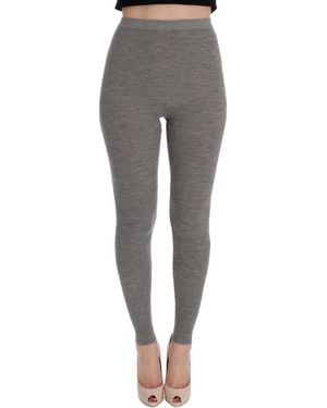 Dolce & Gabbana Elegant High Waist Cashmere Tights Trousers - Grey