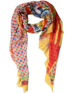 Dolce & Gabbana Multicolour Silk Carretto Print Stole Scarf - Orange