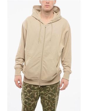 Y-3 Zip-Up Hoodie With Ton Sur Ton Logo - Natural