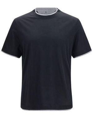 Brunello Cucinelli Black Silk T - Blue