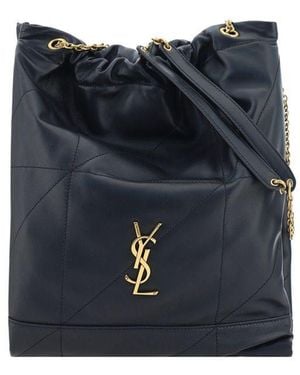 Saint Laurent Black Lamb Ovis Aries Shoulder Bag - Blue
