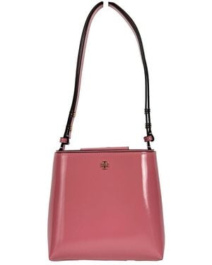 Tory Burch Patent Emerson Small Bucket Bag Purse - Red