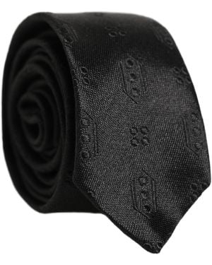 Dolce & Gabbana Black Silk Jacquard Adjustable Men Necktie Accessory Tie