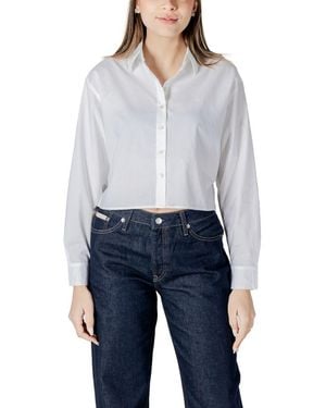 Calvin Klein White Cotton Jumper - Blue