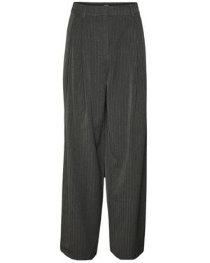 Vero Moda Grey Polyester Casual Trousers