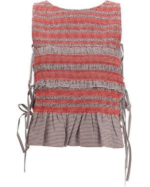 Ganni Brown Cotton Sleeveles T - Red