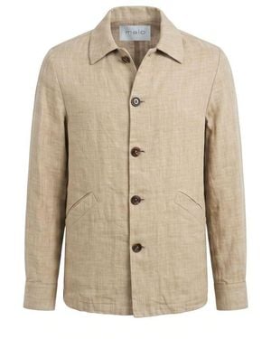 Malo Beige Linen Men Jacket - Natural