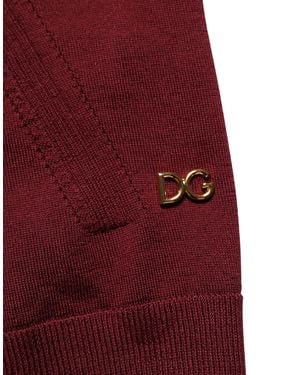 Dolce & Gabbana Maroon Wool Knitted Crewneck Pullover Jumper - Red