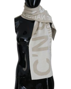 CoSTUME NATIONAL White Logo Wrap Warmer Shawl Scarf - Black