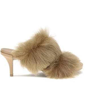 Pedro Garcia Fur-trimmed Mules Sandals - Eu36/us6 - Natural