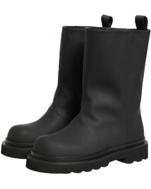 Dolce & Gabbana Black Leather Mid Calf Chunky Men Boots Shoes