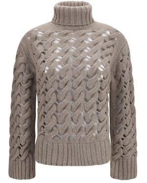 P.A.R.O.S.H. Beige Wool Oves Aries Turtleneck - Grey