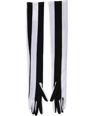 Dolce & Gabbana Stripes Nylon Elbow Length Gloves Elastane - Black