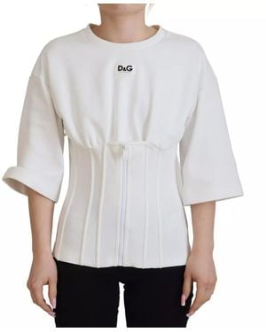 Dolce & Gabbana White Cotton Corset Stretch Top T
