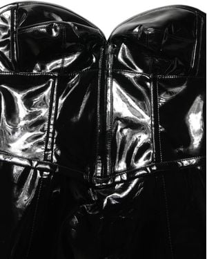 Dolce & Gabbana Patent Leather Corset Style Mini Dress Polyurethane Polyester Cotton - Black