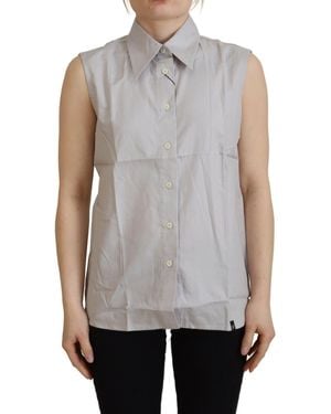 Ferré Elegant Sleeveles Cotton Polo Top - Grey