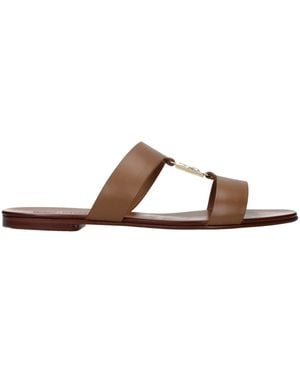 Dolce & Gabbana Brown Leather Slippers