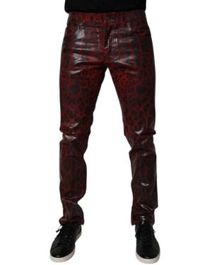 Dolce & Gabbana Leopard Cotton Skinny Denim Jeans - Black