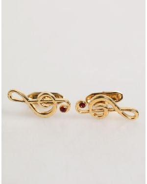 Dolce & Gabbana Musical Note Metal Brass Pin Accessory Cufflinks - Metallic