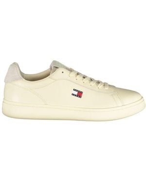 Tommy Hilfiger White Polyurethane Men's Trainer - Natural