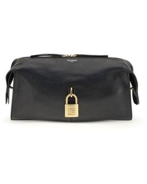 Balmain Black Calf Leather Bos Taurus Shoulder Bag