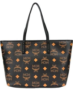 MCM Aren Black Leather Shoulder Tote Bag