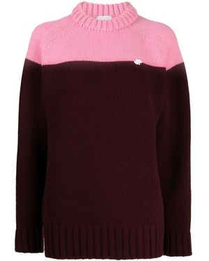 Patou Wool Two-Tone Knitted Jumper - Red
