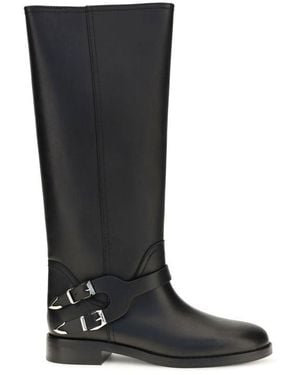 Pinko Black Calf Leather Bos Taurus Flat Boots