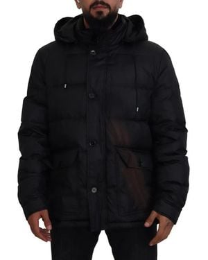 Dolce & Gabbana Black Polyester Hooded Parka Coat Winter Jacket