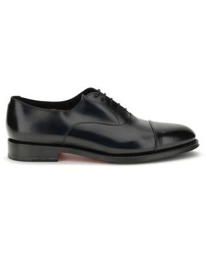 Santoni Black Calf Leather Bos Taurus Oxfords And Derbies