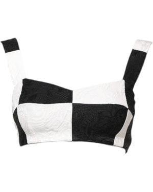 Dolce & Gabbana Black White Cropped Bustier Corset Bra Top