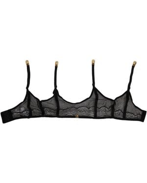 Dolce & Gabbana Floral Lace Nylon Strap Garter Underwear - Black