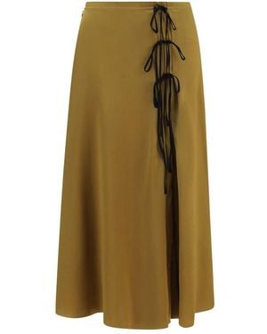 Ganni Bicolour Acetate Midi Skirt - Green