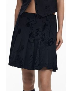 Desigual Pleated Floral Print Skirt - Blue