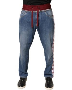 Dolce & Gabbana Cotton Drawstring Straight Denim Jeans Polyester Elastane Clothing - Blue